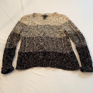 INC International Concepts ombré black, grey and cream cable knit sweater.M-NWOT